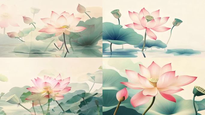 水墨荷花国风意境