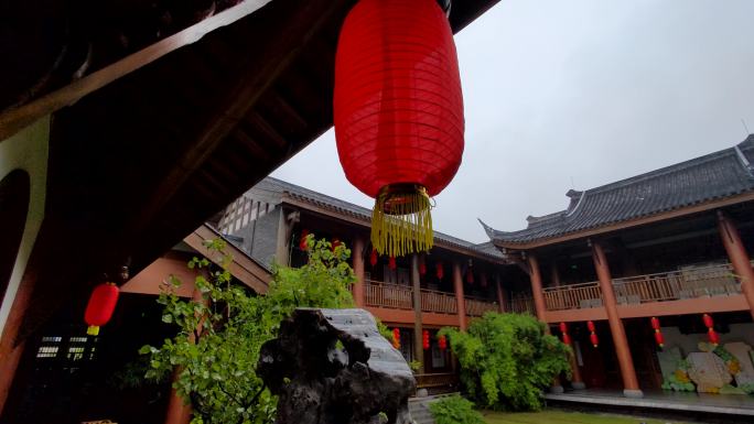 古建筑红灯笼景观