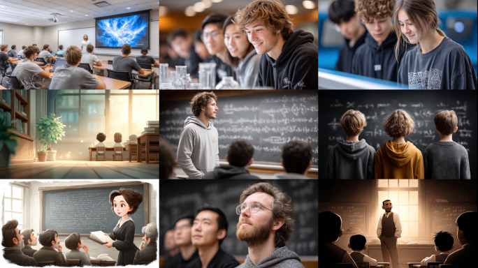 青春校园美好课堂师生互动教学场景