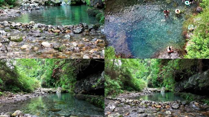 山间清泉的自然风光清澈溪流