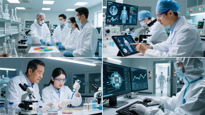 实验室科研发团队工程师研究人员讨论教学