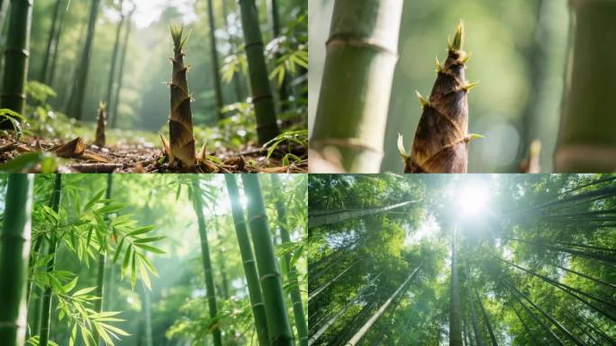 竹笋破土而出生长延时