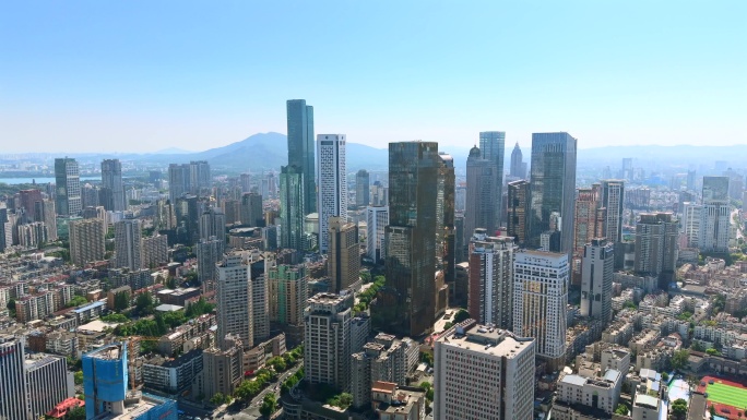 南京城市风光建筑群航拍