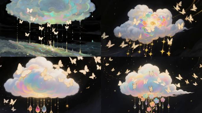 意境抽象蝴蝶云朵
