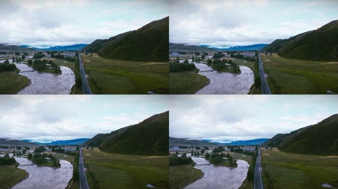 绿色山峦公路蜿蜒