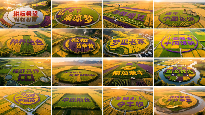 秋天乡村农业田园风光大地艺术丰收画卷