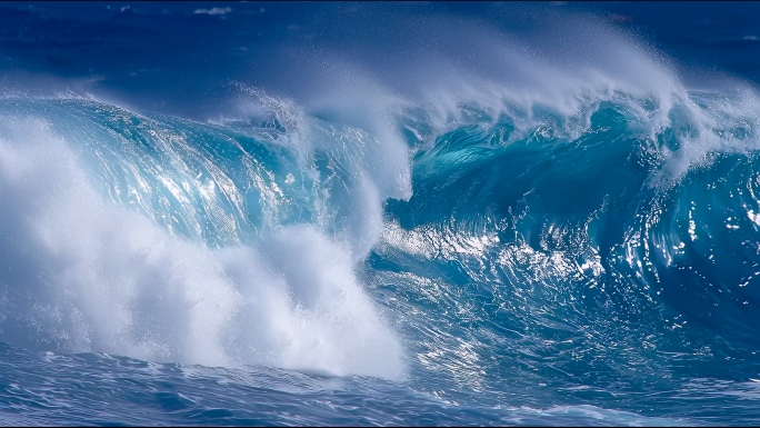 大海壮阔海浪自然力量蓝色海洋波涛汹涌翻滚