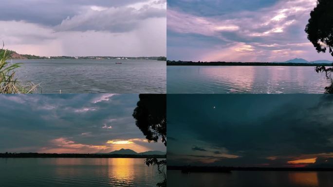 湖光山色日落美景延时风景日落延时
