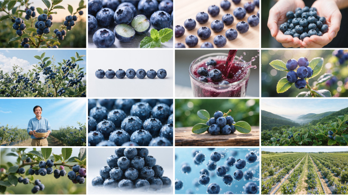 新鲜蓝莓种植采摘阳光下有机蓝莓丰收喜悦