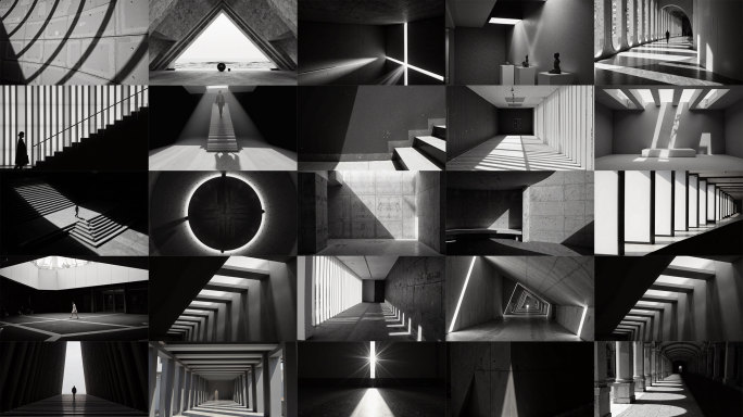 建筑光影空间美学黑白灰调混凝土希望孤独