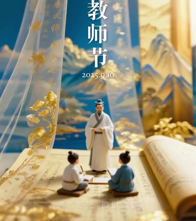 9.10教师节师生情感恩老师微缩动态海报