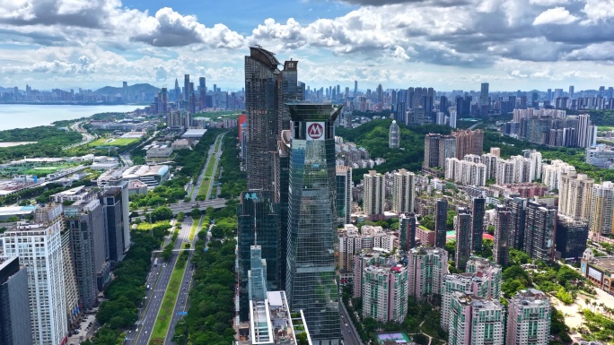 4K航拍深圳福田区车公庙招商