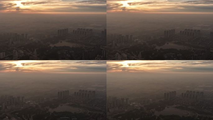 城市日出航拍