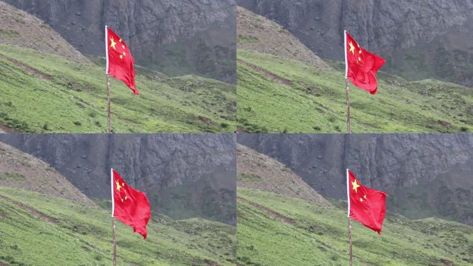 山间飘扬的五星红旗