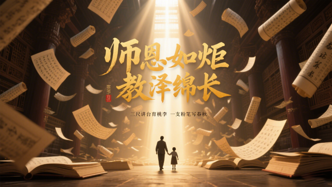 教师节片头难忘师恩创意书本纸飞机