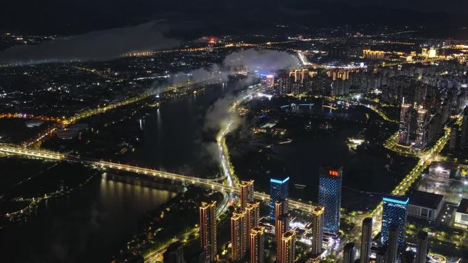 漳州夜景 云雾 打雷
