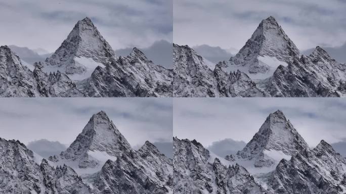 东方马特洪峰卡加乔雪山冰雪覆盖的山峰