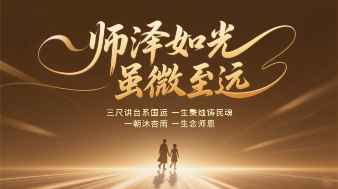 感恩教师节创意片头致谢师恩金色中国风