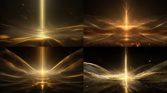 粒子光束能量汇集金色光线汇聚舞台
