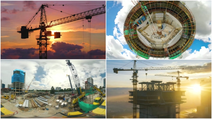 建筑工地建设工程城市建设工地延时建筑延时