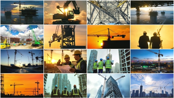 建筑工地建设工程城市建设工地延时建筑延时