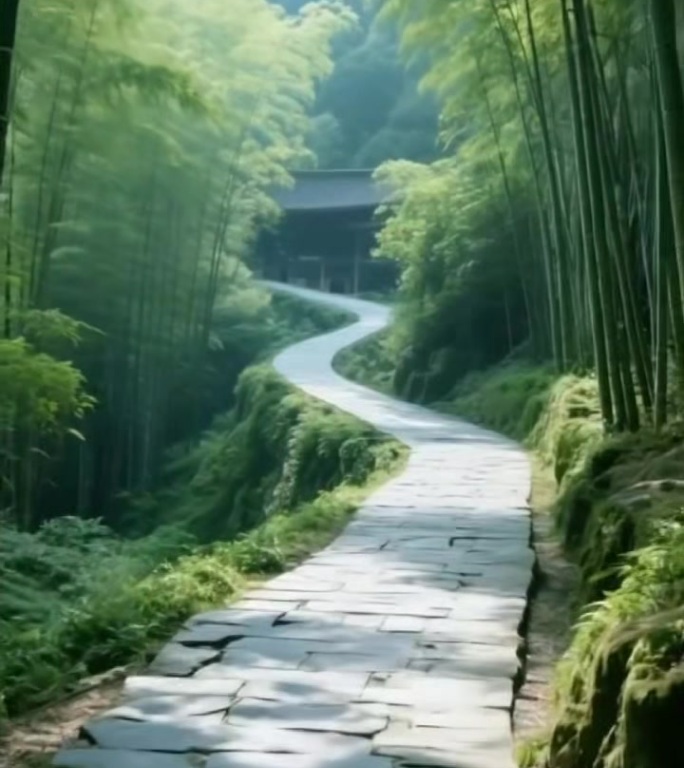 景点 竹林幽径与溪流禅意 意境