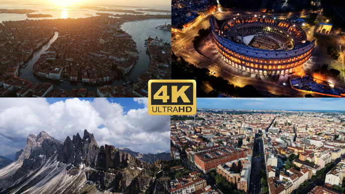 意大利城市自然风光航拍延时合集