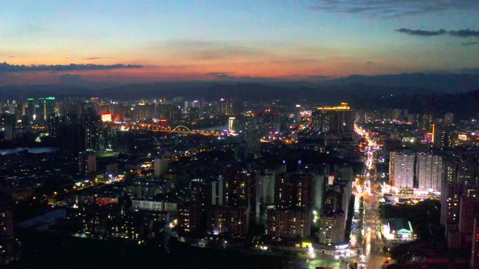 航拍百色市夜景