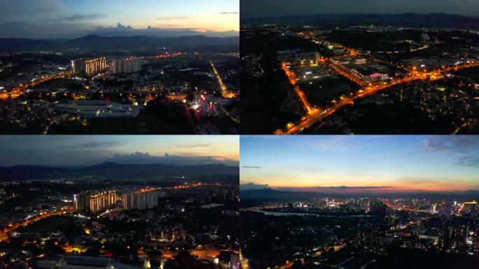 航拍百色市夜景