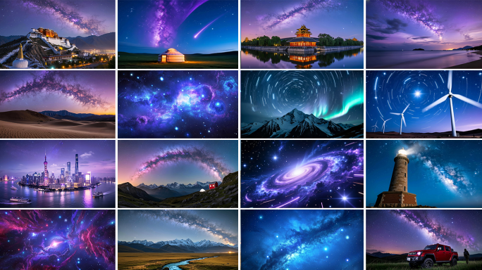 唯美星空星轨延时雪山沙漠穿梭璀璨银河