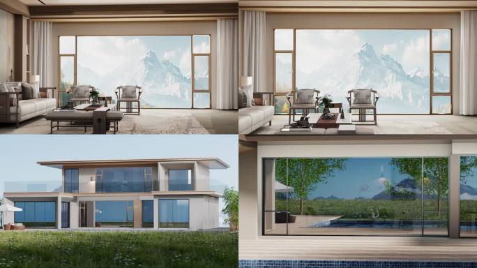 (C4D模型)RS 中式现代室内室外别墅