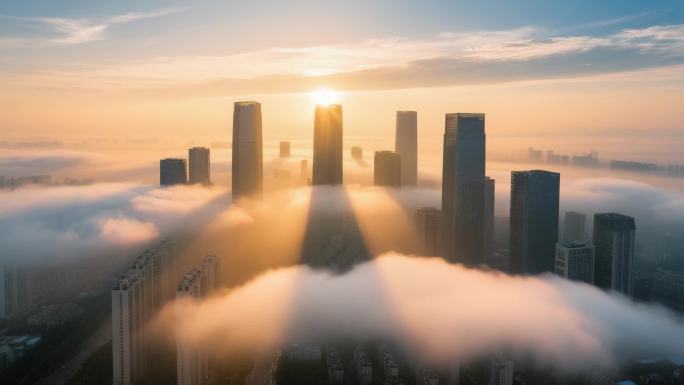 11城市云雾景观延时摄影