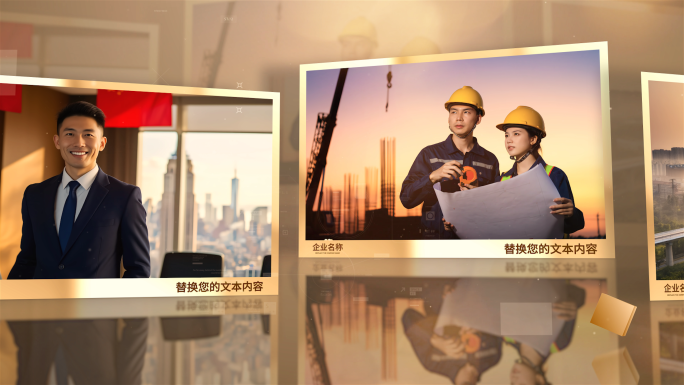 高端金色多图文图片照片墙滚动展示