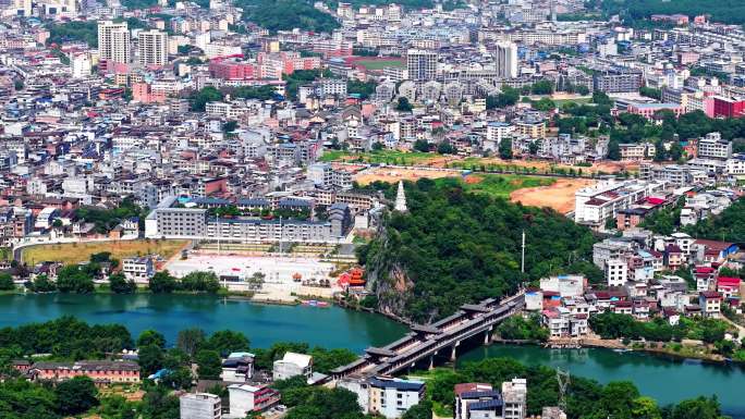 航拍江华瑶族自治县县城