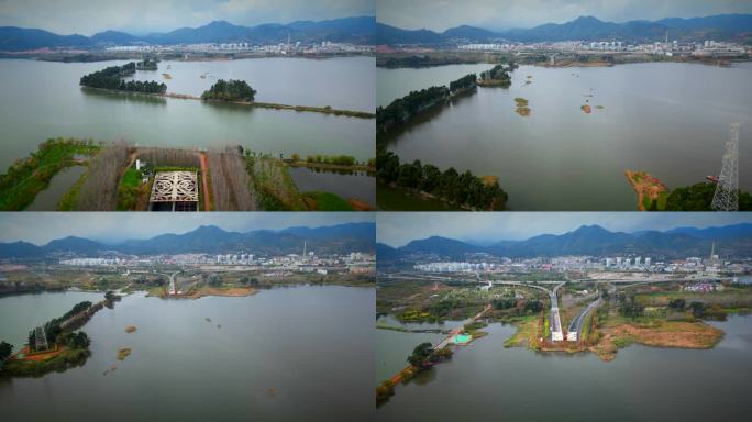 昆明滇池南绕城草海隧道4K航拍