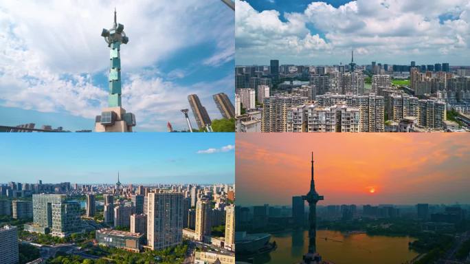 盐城延时 盐城市建筑城市地标电视塔高铁站