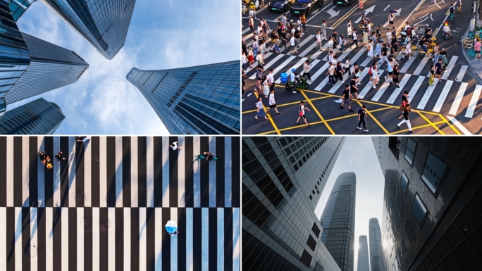 快节奏城市车流人流转场快切宣传片片头