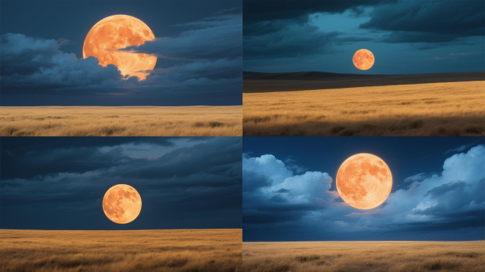 橙色月亮意境