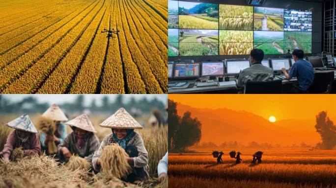 农业农村农田水稻小麦丰收农民ai素材原创