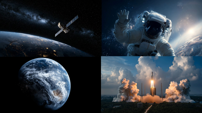 卫星空间站宇航员火箭太空地球合集