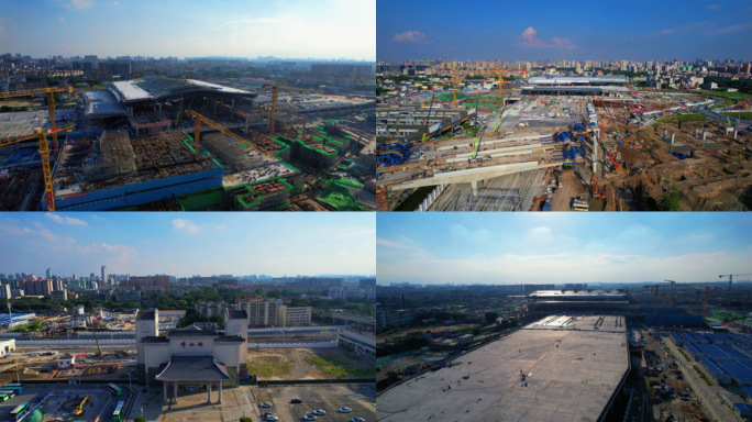 广湛高铁佛山站主站台航拍素材