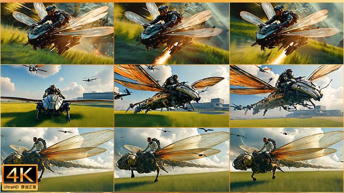 仿生扑翼机飞行器空中作战 未来科幻飞机