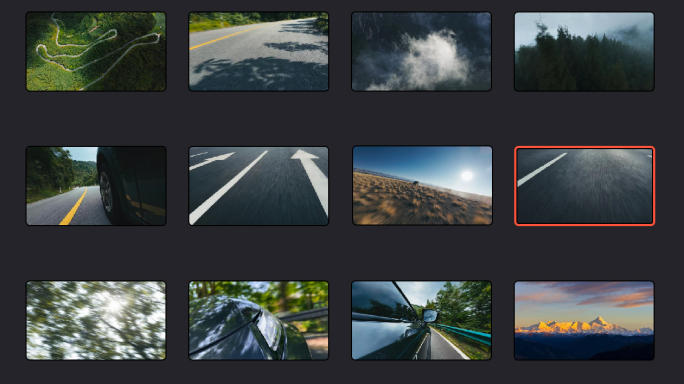 汽车行驶视角马路面车轮速度感广告转场素材