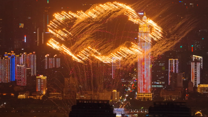 2025武汉长江文化艺术节烟花秀航拍