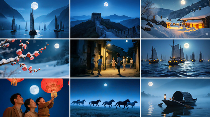 《月光下的中国》诵读背景视频