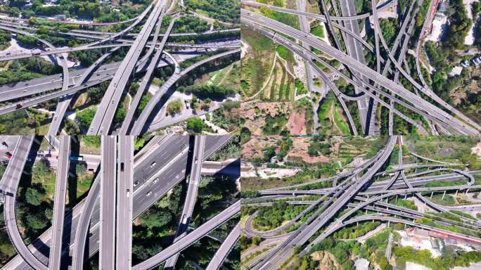 重庆盘龙立交桥车流大气航拍