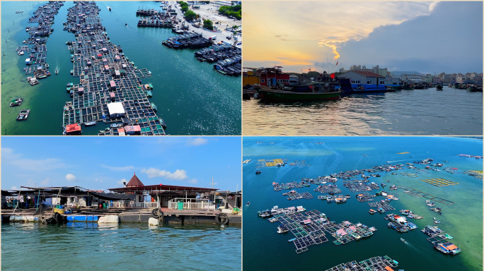 海上鱼排 网箱养殖渔业 海南陵水疍家鱼排