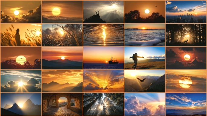 唯美日出日落多场景日出太阳光唯美光线云海