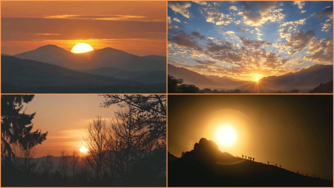 唯美日出日落多场景日出太阳光唯美光线云海