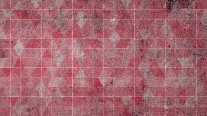 白色网格磨砂质感细腻柔和的红色背景动画，三角形分形马赛克低多边形几何形状在抽象流动中颜色切换。